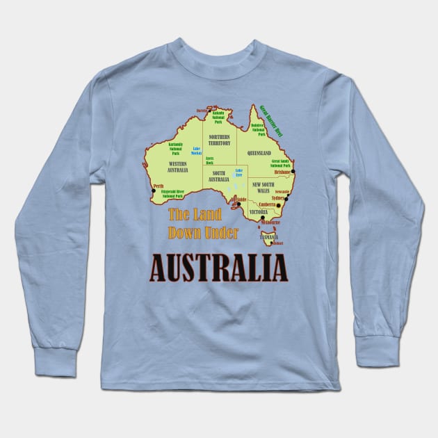 Australia Map Long Sleeve T-Shirt by Pr0metheus